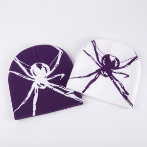 Unisex 100% Acrylic Winter Brimless Beanie Hat Spider <b>Pattern</b> Warm <b>Knitted</b> Skull Cap Halloween Party Travel Gift Casual - Product Image 5