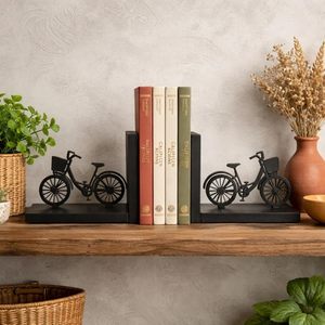 Wooden Book End with Bicycle Showpiece for Home Decor Office Table Bookshelf Decorative <b>Bookend</b> - Product Image 3