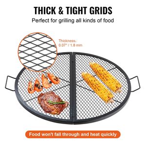 X-Marks Heavy Duty Steel Campfire BBQ Grill Grid Fire Pit Grill Grate with Handle Support Foldable Cooking Grate for <b>Camping</b> - Product Image 5