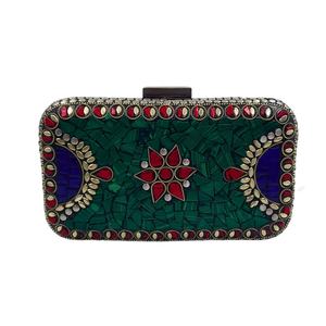 Pochette en mosaïque verte faite à la main pour femmes Soirée de gala Mariage Designer Luxe Étui rigide Sac à main tendance Cadeau pour elle - Product Image 1