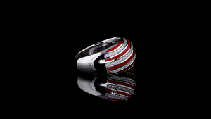 Luxury Red & White Enamel Lab Grown diamonds <b>Statement</b> <b>Ring</b> for Women – Wide Band Cocktail Jewelry - Product Image 3
