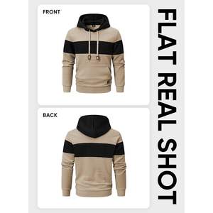 2025 hommes léger gaufre pull à manches longues sweat à capuche cordon couleur bloc Kanga poche XXS taille solide - Product Image 6