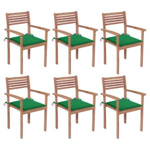 Juego de 6 Sillas de Patio Apilables de Madera de Teca Natural, Muebles de Jardín de Teca Estándar - Product Image 1