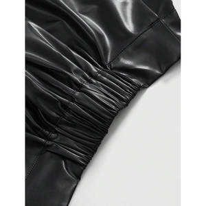 Minifaldas de cuero para mujer, estilo gótico, con cremallera, cintura baja, línea A, acampanadas, cortas y plisadas - Product Image 4