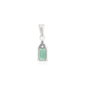 Pendentif en argent sterling 925 avec émeraude taillée et accents de diamants, charme solitaire classique, unisexe, à porter au quotidien - Product Image 6