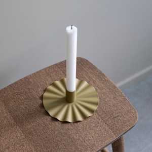 Cylinder Glass Candle <b>Holder</b> with <b>Brass</b> Scalloped Base for Home Decoration - Product Image 4