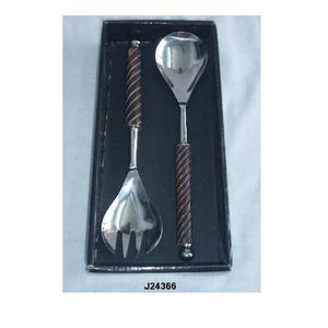 Juego de cubiertos con mango de cerámica de diseño único, juego de servidor de ensalada en manijas pulidas de acero en otro material, también disponible, decoración de cocina - Product Image 4