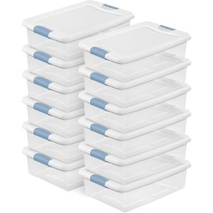 Set di 12 Contenitori in Plastica Trasparente con Chiusura Ermetica da 32 Quarti, Robusti Contenitori Organizzativi per Armadio e Sottoletto con Coperchi - Product Image 1