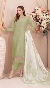 Faux Georgette Semi-<b>Stitched</b> Salwar Kameez with Embroidery Work-Modern Style for Wedding Prom & Party Occasions - Product Image 4
