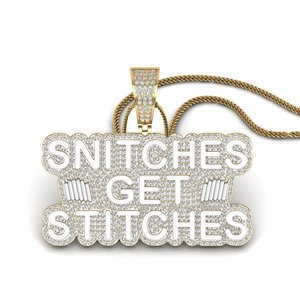 Silver Plated Snitches Get <b>Stitches</b> Letter Pendant With luxury quality pendants Hip hop Style Unisex <b>Charm</b> Jewelry pendant - Product Image 1