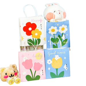 ถุงของขวัญกระดาษคราฟท์พิมพ์ลายดอกไม้-กระดาษออกแบบดอกไม้รีไซเคิลสำหรับค้าปลีกวันเกิดงานแต่งงานและบรรจุภัณฑ์โปรโมชั่น - Product Image 1