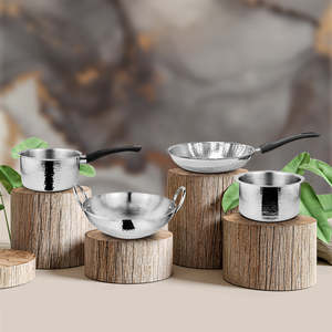 JAGDAMBA CUTLERY LIMITED Heavyweight 4-Piece Hammered Stainless Steel <b>Cookware</b> <b>Set</b> - Product Image 2