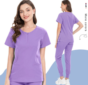 Nouveaux ensembles de blouses et pantalons médicaux personnalisés avec logo pour infirmières, en polyester, rayonne et élasthanne extensible, pour femmes, vente en gros - Product Image 1