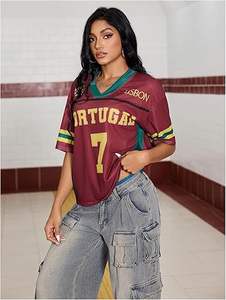 T-shirt ample en maille imprimé personnalisé pour homme, style streetwear, football, soccer, basketball, baseball, pour femme - Product Image 2