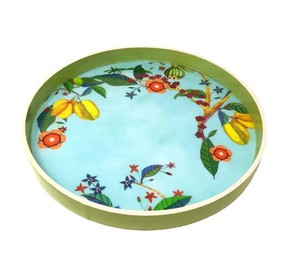 Juego de bandejas de servir redondas de madera con diseño floral colorido, bandejas decorativas bohemias para el hogar y la cocina, hechas a mano, multifuncionales, bandeja de regalo de Navidad - Product Image 4