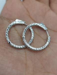 14Kt <b>Solid</b> <b>Gold</b> 1.52 Ct Lab Grown Diamond Hoop & <b>Huggie</b> Earrings Elegant Jewelry Women Party Gift - Product Image 6