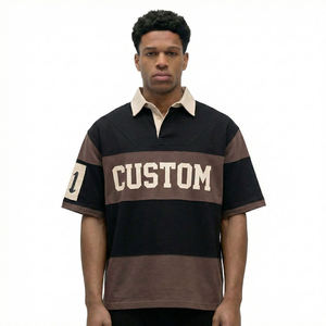 Oversized Short Sleeve T-Shirt <b>Men</b> Street Style Contrast Trim Applique Number 15 Back Logo Woven Cotton - Product Image 2