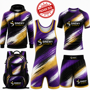 Pack de Vêtements Personnalisés pour Équipe de Lutte : Singlet, Rashguard, Short de Combat, Sweat à Capuche, Zip Court – Tenue d'Entraînement Athlétique Personnalisée - Product Image 1