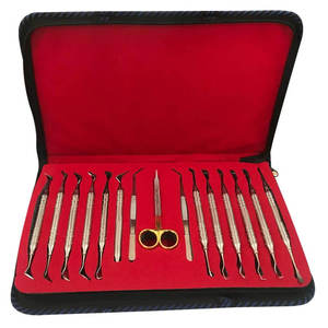 Steel Manual Dental Instruments Surgical Cleaning Teeth Tools Kit Leather <b>Case</b> CE Certified Class II 1 Year CE By Grip Surgical - Product Image 1