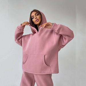 Leisure Polyester Cotton Wide-Leg <b>Tracksuit</b> Set Comfortable Casual Sportswear Jogging Suit for Women - Product Image 5