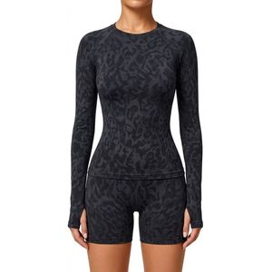 Heather Dark Grey Jacquard Training Shirts Spandex Knit Long Sleeve Crew Neck Chafe Resistant Flexible Pullovers - Product Image 2