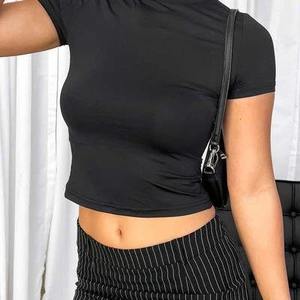 Hot Selling Women Streetwear Baby Tee Custom Logo Slim Fit Cotton T Shirt Short Sleeve Casual Y2K Fashion <b>Top</b> - Product Image 5