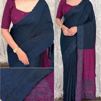 Sari en coton pur Mul avec broderie contrastée, bordure ajourée et pallu jacquard – Prix de gros par Royal Export