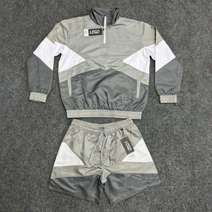 High Quality Men Nylon Tracksuit Relaxed Fit Breathable Windbreaker <b>Jacket</b> and Shorts Set - Product Image 3