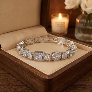 สร้อยข้อมือเทนนิสเพชร Aivenchy Lab Grown Diamond ชุบทอง 14k รับรองโดย IGI สไตล์ฮิปฮอป ขนาด 2 มม. 3 มม. 7 นิ้ว เครื่องประดับแฟชั่นสำหรับผู้หญิง - Product Image 4