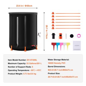 Serbatoio Pieghevole per Acqua Piovana da 201 L (53 Galloni) in PVC, Sistema Portatile di Raccolta Acqua con Rubinetti - Product Image 4