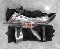 Guantes de Acero Medievales, Guanteletes Góticos con Forro de Cuero, Par de Guantes para Disfraces de Reenactamiento, Protección de Brazos Hecha a Mano