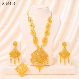 22K Gold Plated Bridal Jewelry Set with <b>Long</b> Necklace and <b>Earring</b> Set Zircon Trendy Engagement/Wedding/Party/Gift A-63102 - Product Image 1