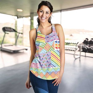 Camiseta sin mangas con estampado floral para mujer, cuello redondo, transpirable, de poliéster tejido, estilo casual, longitud regular, apliques con estampado digital - Product Image 5