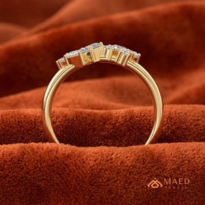 Moissanite <b>Ring</b> Emerald Cut Round Stones Open Band Gold Plated 925 Sterling <b>Silver</b> <b>Statement</b> <b>Ring</b> Miami Chicago Fine Jewelry USA - Product Image 4