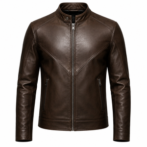 Stylish Brown <b>Leather</b> Jacket for Men Premium Genuine <b>Leather</b> Casual Streetwear Fashion Winter Essential Collection Jacket - Product Image 2