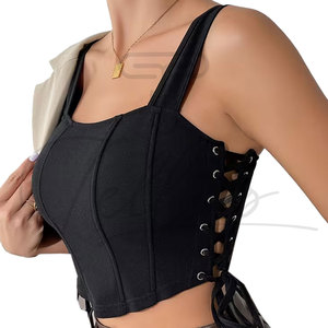 Top Corto Casual de Mujer al por Mayor, Tejido a Crochet, Transpirable, con Logotipo Frontal Personalizado, Color y Diseño Personalizados, Ropa Deportiva de Poliéster y Algodón - Product Image 1