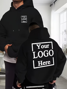 Custom Logo High-quality Cotton Hooded Sweatshirt Black Casual Pullover Adults All Seasons Promotional Wear Silk Screen Printing - Product Image 2