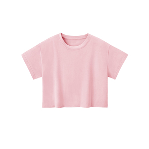 INDEX APPAREL Women's Pink Crop <b>Top</b> T-Shirt Crew Neck Short Sleeve Loose Fit Solid Color Casual Summer Wear - Product Image 2