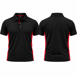 Camiseta Deportiva Personalizada Roja y Negra para Hombre, de Secado Rápido, Antiarrugas, Transpirable, de Poliéster Tejido, Uniforme de Golf para Equipo, OEM - Product Image 5
