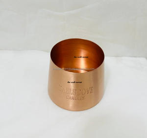 Tarro para velas de cobre de lujo personalizado al por mayor con acabado cepillado para decoración del hogar tarros para velas vacíos perfumados de metal redondos hechos a mano - Product Image 2