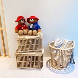 Conjunto pequeño de mimbre natural hecho a mano, caja de almacenamiento de maletero de madera con tapa para decoración del hogar - Product Image 5