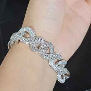 Bracelet cubain en moissanite et diamants ronds glacés pour unisexe, en argent sterling 925, bijoux fins, cadeau hip-hop pour soirée, pour partenaire - Product Image 1