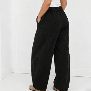 Hot Sale Women's High Waist Knitted <b>Harem</b> Pants Loose Fit Ankle Length Solid Black Casual Pants With Pockets Elastic Waist 2026 - Product Image 4