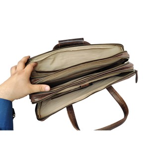 Elegant <b>Office</b> Genuine Leather Laptop Briefcase Satchel Bag Soft <b>Computer</b> Messenger Bag for Men and Women Travel Handbag - Product Image 3