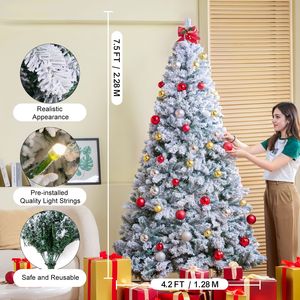 Albero di Natale Artificiale Innevato da 2,3 m con 550 Luci LED Bianche e 1346 Punte di Rami per un Esposizione Festiva Realistica - Product Image 2