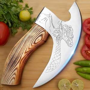 Cuchillo para pizza forjado a mano con mango de madera, cuchillo para pizza vikingo personalizado OEM con mango de madera de fresno - Product Image 2