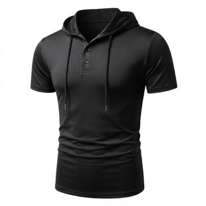Custom Vibrant Colors Men's Short Sleeve Training Hoodie 4 Way Stretchable Fabric Quick Dry Powerlifting Gym Hoodie Low Price - Product Image 3