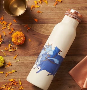 Botella de Agua de Cobre Blanco de Lujo con Diseño de Estampado de Vaca, Botella Duradera para Hidratación Diaria, Yoga, Gimnasio, Escuela, Oficina, Viajes y Regalos - Product Image 3
