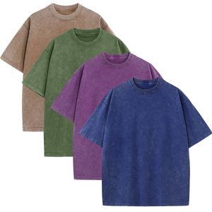 Camiseta Oversize de Manga Corta de Color Liso, Casual, de Algodón Lavado, Cuello Redondo, Diseño Liso, Largo Regular - Product Image 1