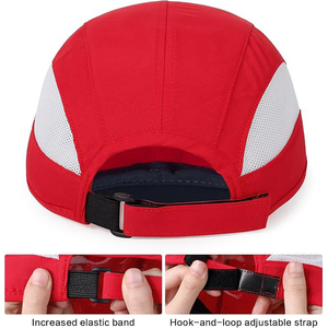 Gorra de béisbol de malla roja con paneles blancos en contraste, cierre ajustable con cinta adhesiva, gorra deportiva para exteriores para adultos - Product Image 5
